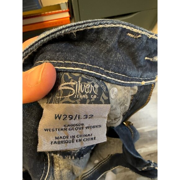 Silver Suki Surplus Womens Bootcut Jeans Size 12 Dark Wash Denim (worn hem) - Picture 9 of 9